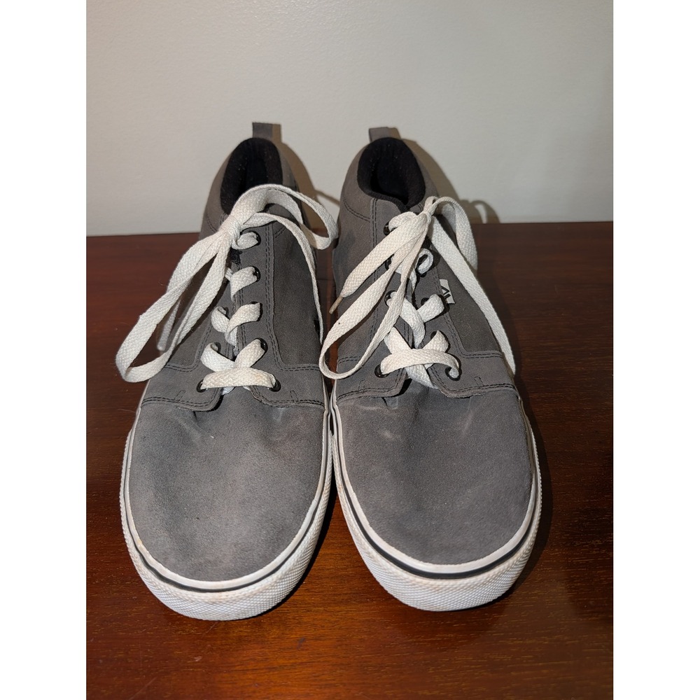 Target Mens Size 13 Gray Leather Canvas Mid Top Skateboard Sneakers Shoes